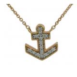 10kt Rose Gold Natural Diamond Anchor Necklace
