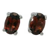 Natural 1.00 ct Garnet Oval Stud Earrings