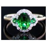 Oval 1.50 ct Emerald & Diamond Ring