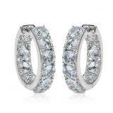 Genuine 5.00 ct Aquamarine Hoop Earrings