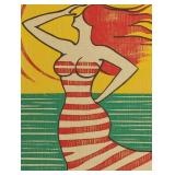 Running In Striped Dress on Gallery Wrapped Canvas