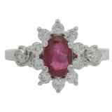 Brilliant 1.60 ct Oval Lab Ruby & Diamond Ring