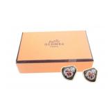 Hermes Enamel Cloisonne Fan-Shaped Clip-on Earring