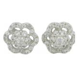 Antique Style White Sapphire Stud Earrings