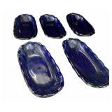 (6)  Cobalt Blue Banana Split Bowls