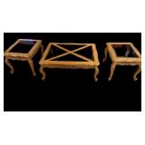 Oak Glass Top Coffee & End Tables