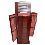 Cherry Finish Jewelry Armoire & Jewekry