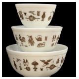 Vintage 3 pc Pyrex Early American Mixing Bowl Set