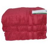 (4) Red Plush Bath Towel 30 x 54 ï¿½