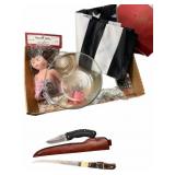 Knives, Pyrex Bowl, Flag & More