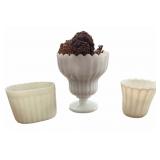 (3) Vintage Ribbed Milk Glass Vases
