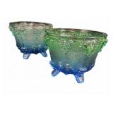 Pair Jeanette Glass Footed Candy Dishes