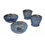(4) pc Blue Diamond Point Glassware