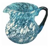Hand Blown Blue & White Splatter Pitcher