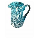 Hand Blown Blue & White Splatter Pitcher