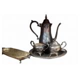 Silver Tea Service, Goblet & Footed Tray