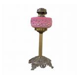 Beautiful Rose Design Cranberry Oil Lamp