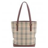 Burberry Nova Check Leather Tote Bag