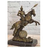 Bronze Mounted Medieval Knight On Marble