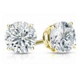 14kt Gold 3.05 ct Round Lab Diamond Stud Earrings