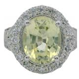 Oval 6.56 ct Yellow Lab Sapphire & VS Diamond Ring