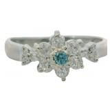 Platinum 1/3 ct Natural Blue Diamond Ring