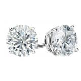 14kt Gold 4.02 ct Round Lab Diamond Stud Earrings