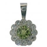 10kt Gold 1.51 ct Fancy Green Lab Diamond Pendant