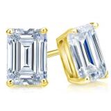 14kt Gold 3.03 ct Emerald Cut Lab Diamond Earrings