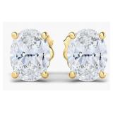 14k Gold 3.02 ct Oval VS Lab Diamond Stud Earrings