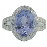 14kt Gold 6.63 ct Tanzanite & Lab Diamond Ring