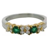 Platinum Natural Emerald & VS Diamond RIng