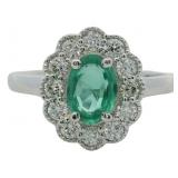 Oval 1.50 ct Emerald & Diamond Halo Ring