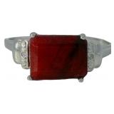 Step Cut 2.81 ct Natural Ruby & Diamond Ring