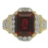 Brilliant 5.38 ct Lab Pink Ruby & VS Diamond Ring