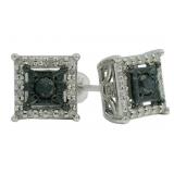 Princess Cut 1/2 ct Black & White Diamond Earrings