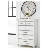 Beautiful Distressed Whitewash 5-Drawer Chest
