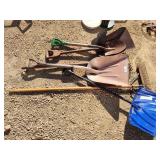 Shovels, rake and broom