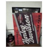 2 Harley pictures, buckle, cup and bucket