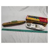 Chein wind up tin boat and Ideal plastic torpedo Chein wind up tin boat and Ideal plastic torpedo