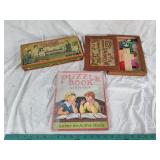 Table croquet, puzzle books and blocks Table croquet, puzzle books and blocks