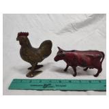 2 cast coin banks rooster and bull 2 cast coin banks rooster and bull