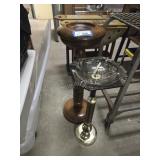 2 ashtrays, 1 is missing the glass top