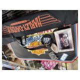 Harley mat, cards, buckles and bags