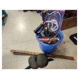 Bucket of assorted tools and hardware