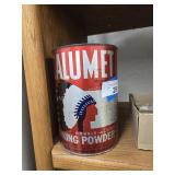 Calumet baking powder can with contents