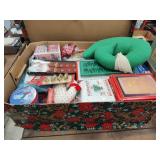 Box of Christmas decor