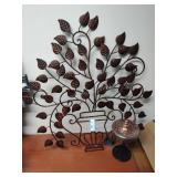 Metal wall decor and oil burner