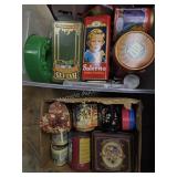 Tote and box of tins