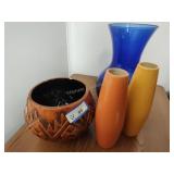 3 vases and pot